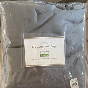 Pottery Barn Gray Belgian Flax Linen Curtain Flagstone 50x108